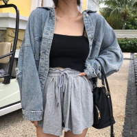艳如飞学生大码女装200斤胖MM春秋韩版宽松显瘦网红破洞乞丐牛仔短外套大码女装