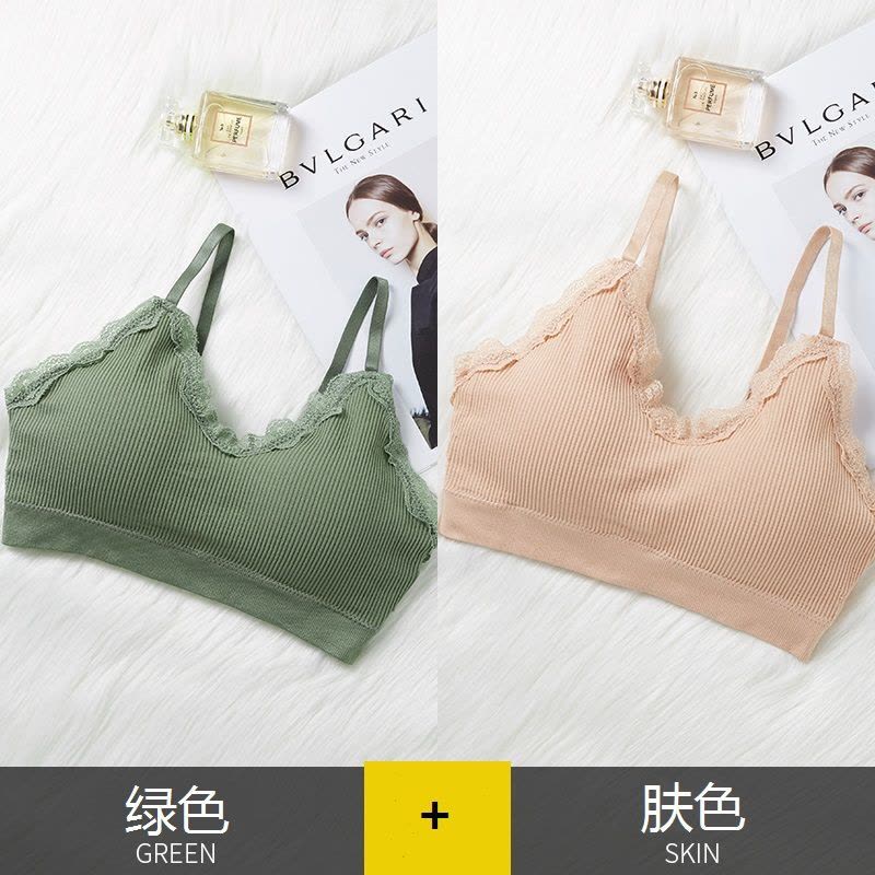 辞梅韩版少女学生蕾丝边无钢圈吊带打底背心女性感聚拢文胸运动内衣女图片