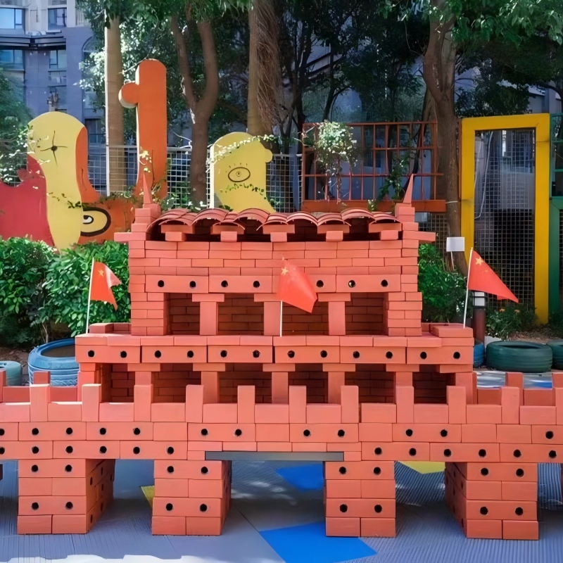 幼儿园砖筑大师户外EVA红砖构建区拼搭砌砖1436件高清大图