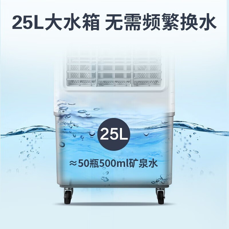 艾美特空调扇单冷25L大水箱机械控3档风力加湿低噪设计省电90W轻便9.3kg高清大图