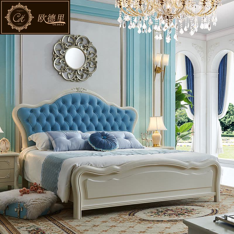 欧式床主卧双人1.8米法式实木雕花床皮床简欧田园公主婚床图片