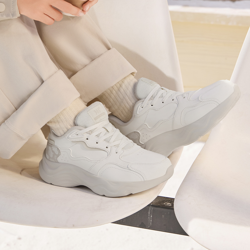 361°女鞋加绒运动鞋冬季保暖加毛棉鞋皮面防水跑步鞋轻便跑鞋高清大图