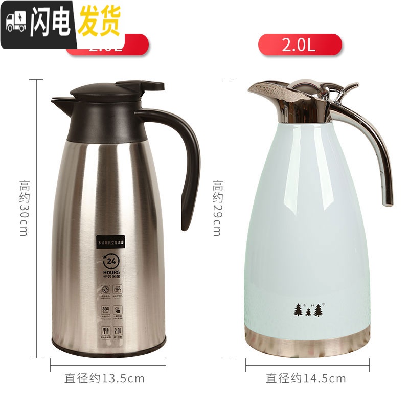 三维工匠保温壶家用304不锈钢内胆保温瓶真空保温壶欧式热水壶大容量暖壶 2.0旋转盖按压红色高清大图