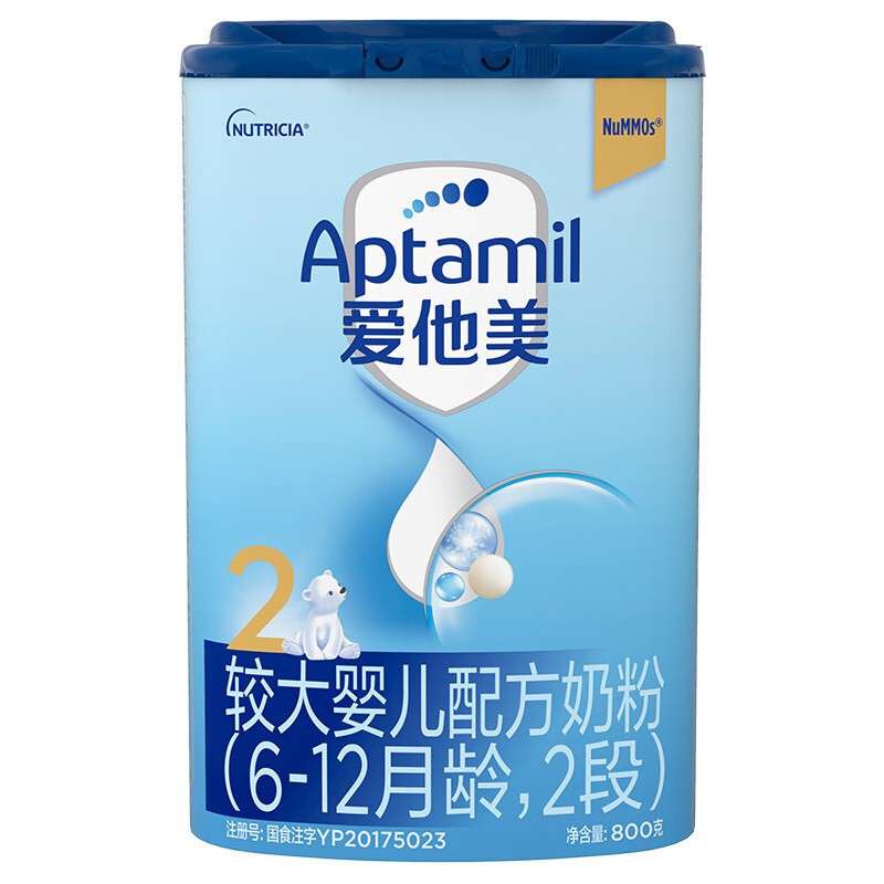 爱他美(Aptamil) 较大婴儿配方奶粉(6–12月龄,2段) 800g