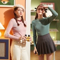 【芬达联名】唐狮01秋冬新款女打底衫内搭刺绣针织打底上衣潮_737 S 青木色