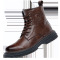 秋冬2024新款马丁靴男真皮高帮潮流厚底工装鞋复古英伦加绒男靴子