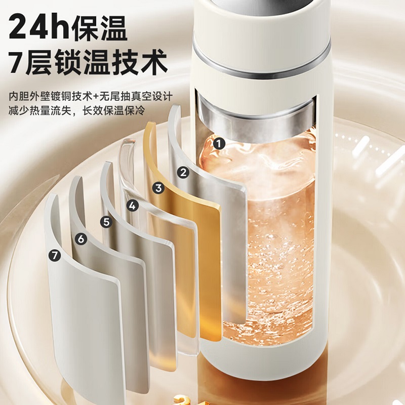 苏泊尔砚系列保温杯450ML.KCV45DM10 薄雾粉、夜影黑、月光白(颜色随机)高清大图
