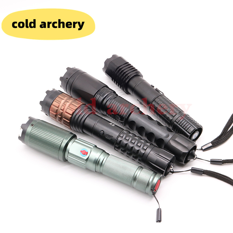 新款车载充电多功能手电筒 电棒 高压电棍 夜行电棍 厂房小区住宅安保安防保安巡逻手电筒器材 防爆强光电 单身女士自卫手电高清大图