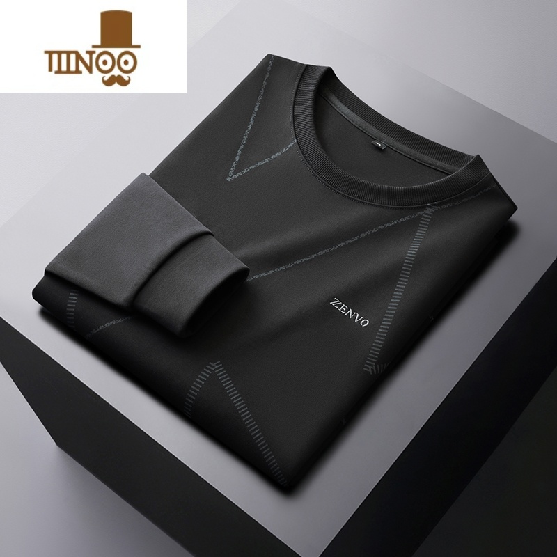 YANXU男士圆领运动卫衣加肥加大码棉质潮流秋季胖子宽松休闲长袖T恤衫高清大图