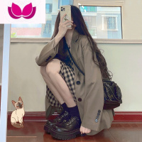 七斓咖色小西装外套女早2023年新款炸街高级感套装裙子休闲西服 L113-125斤 咖色西装