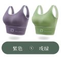 抹胸内衣女士学生跑步防震运动背心无钢圈小胸聚拢文胸_817 M标准码【80-100斤】 D两件装：紫色+浅绿