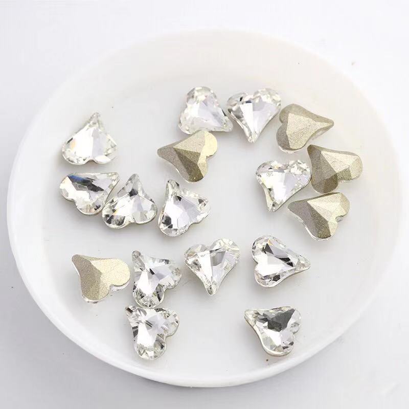 (30颗)8*9mmDIY歪桃心尖底水晶玻璃钻 手机壳美甲贴钻饰品 (30颗)白色
