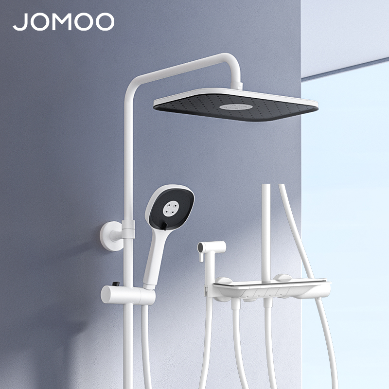 九牧(jomoo)苏宁自营花洒36602雅白色淋浴套装大置物淋浴喷头大顶喷全