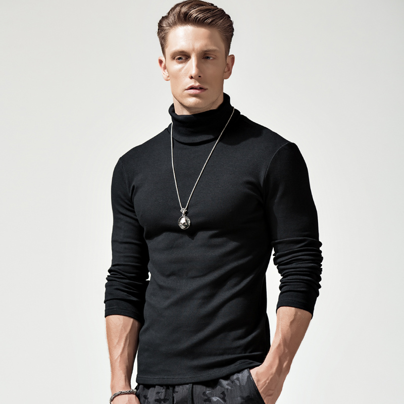 baluoshang男士高领打底衫男长袖t恤加厚保暖上衣服修身紧身秋衣男秋