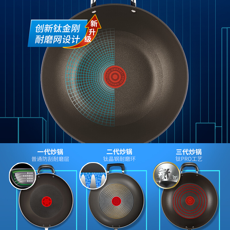 苏泊尔 PC34HA1 火红点无烟不粘锅 可立盖34CM