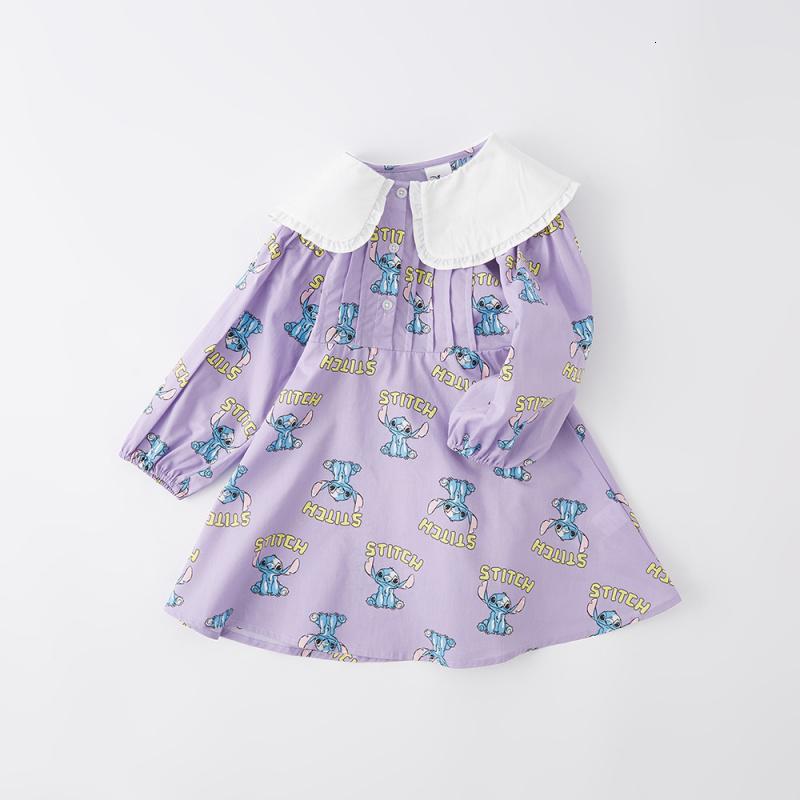 [1件3折价:85.5]moomoo童装女童连衣裙春秋新款儿童娃娃领史迪奇裙子高清大图