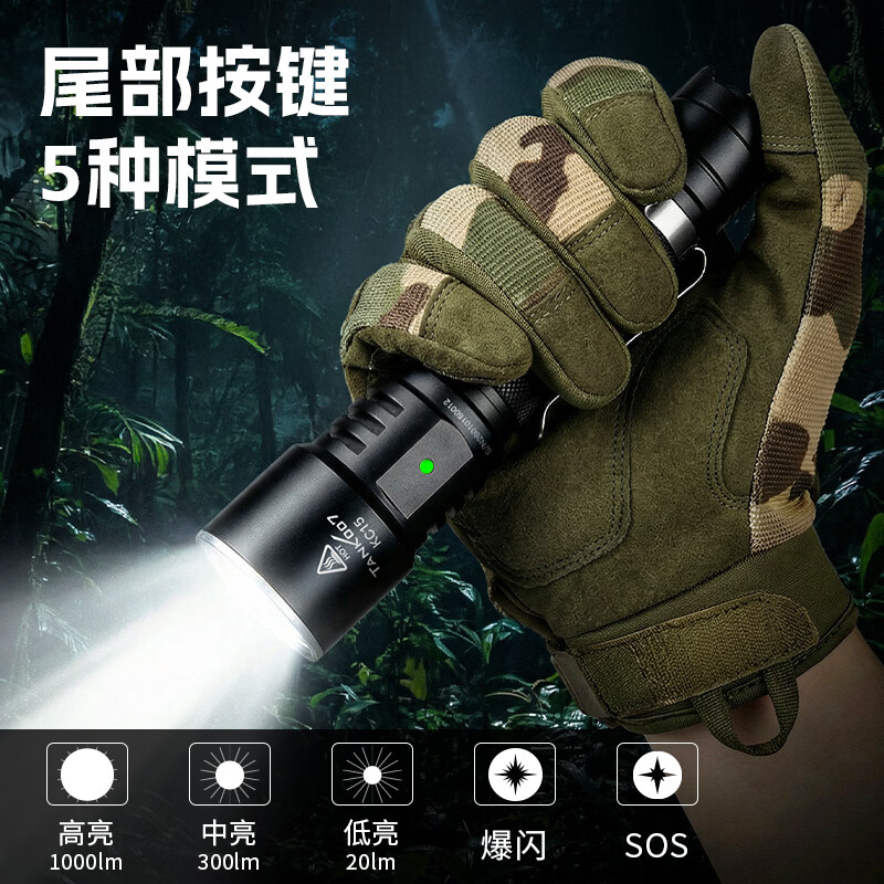 探客TANK007 KC15 经典轻便USB充电强光手电筒高清大图