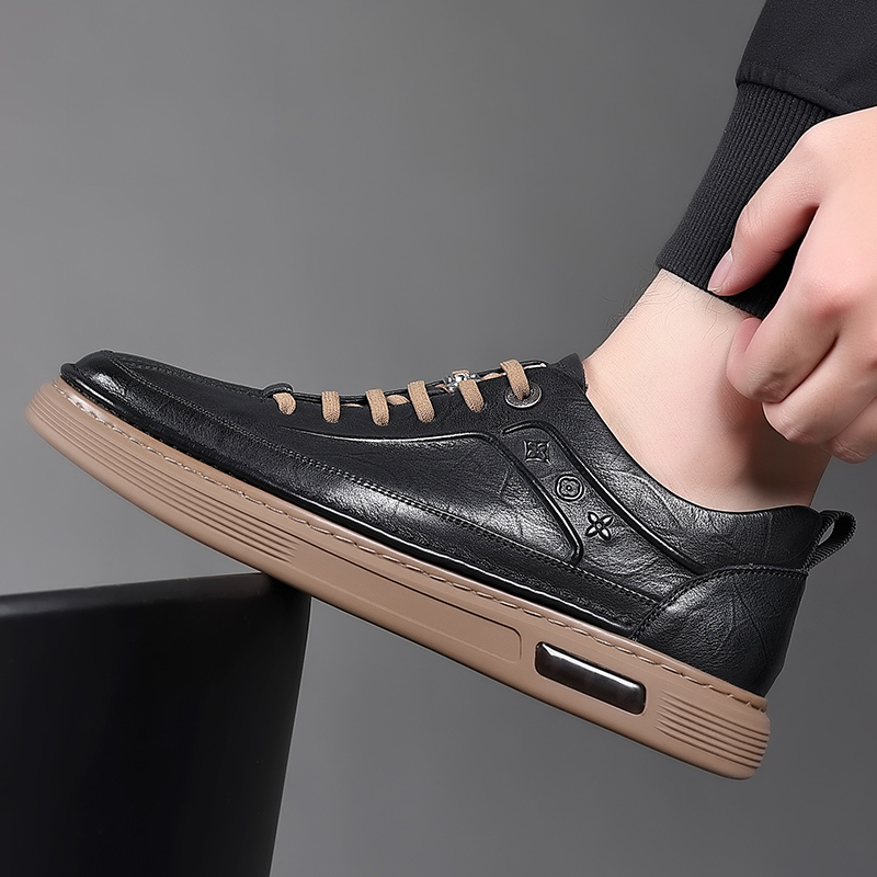 骆驼潮轻奢品牌男鞋秋冬新款男士牛皮系带商务休闲皮鞋青年潮流时尚