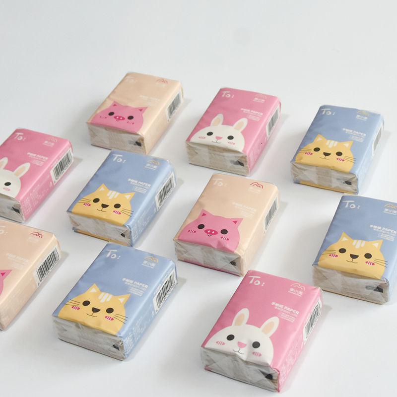 6条60包[实惠装] 手帕纸小包纸巾竹浆3层8张印花迷你纸手帕便携式餐巾