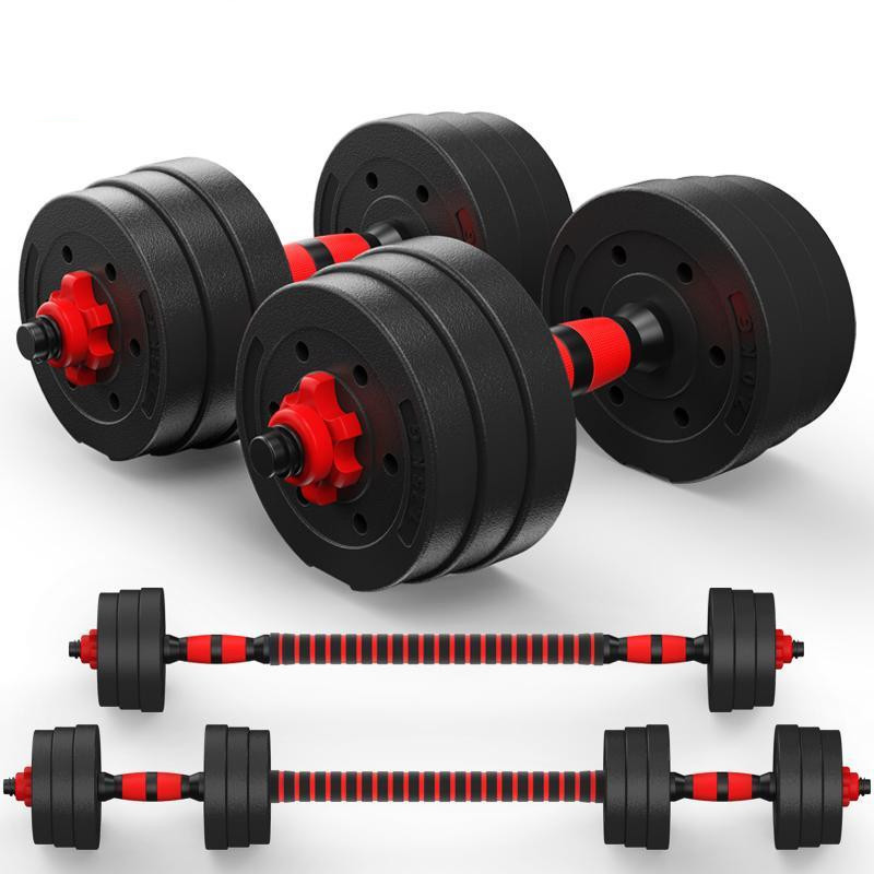 甄萌 哑铃男士家用练臂肌包胶杠铃可拆卸健身套装10公斤15 20 30kg报