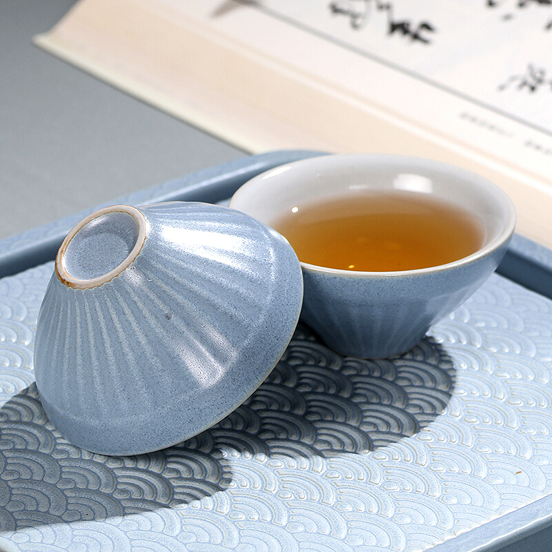 百鸿 日式粗陶五行快客杯整套茶具 一茶壶两杯茶叶罐带茶盘 创意便携旅行功夫茶具套装 水