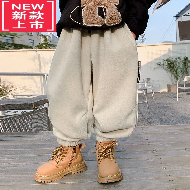 可莉允男童裤子秋冬儿童加绒裤2022新款保暖裤冬装加厚一体绒裤冬季卫裤图片