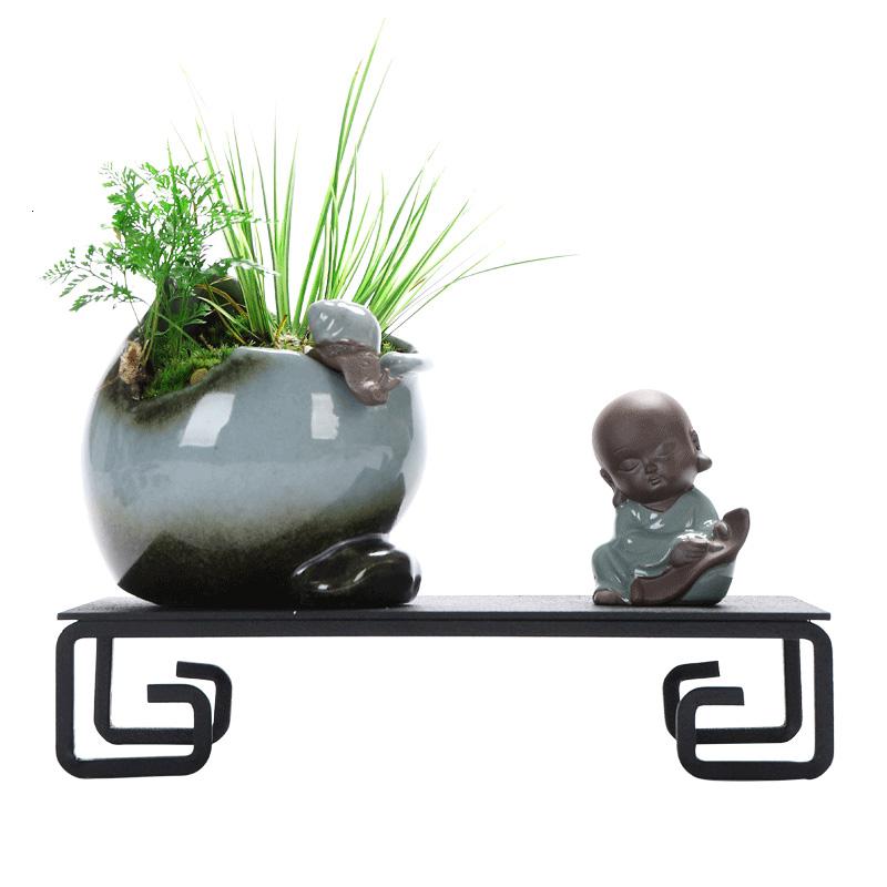 美帮汇创禅意哥窑陶瓷花盆室内家用桌面简约菖蒲袖珍椰子植物装饰品高清大图
