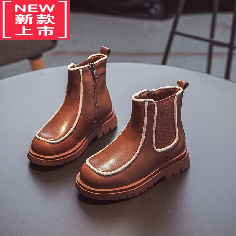 可莉允女童靴子2022秋冬季新款马丁靴儿童皮靴加绒靴子女孩短靴公主单靴图片