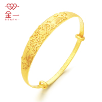 金一足金999儿童龙凤黄金手镯足金手环满月百天周岁生日礼金饰 （计价）AAER001-002