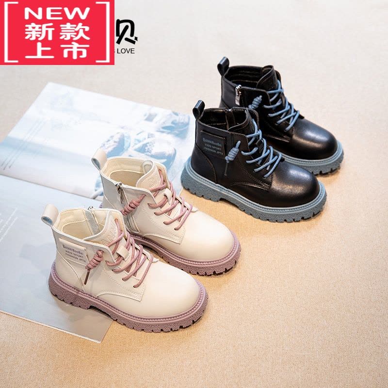 可莉允女童鞋马丁靴2022秋冬季新款儿童靴子春秋款女孩鞋子二棉加绒短靴图片