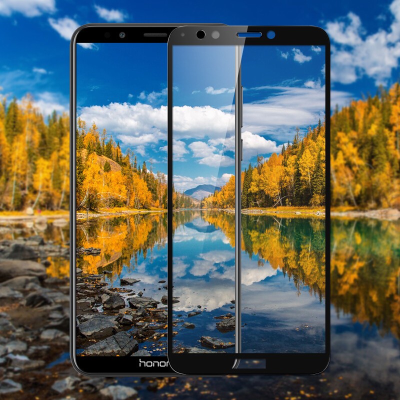 [买2送手机壳]轻万适用华为畅玩7a钢化膜honor全屏玻璃贴膜huawei黑色高清手机保护膜高清大图