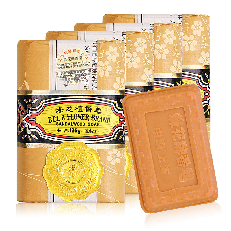 蜂花 沐浴洗澡香氛皂 檀香皂留香家庭装125g*4块