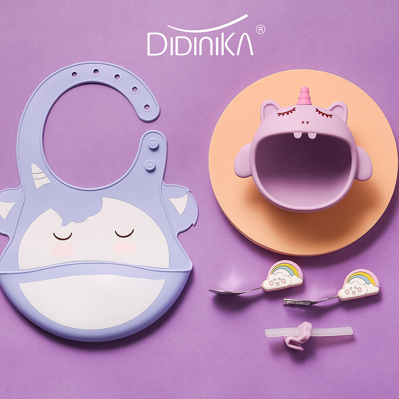 迪迪尼卡(Didinika)韩国迪迪尼卡狮子大嘴碗宝宝喝汤吸管碗米糊辅食硅胶碗婴儿吸盘碗勺套装儿童餐具