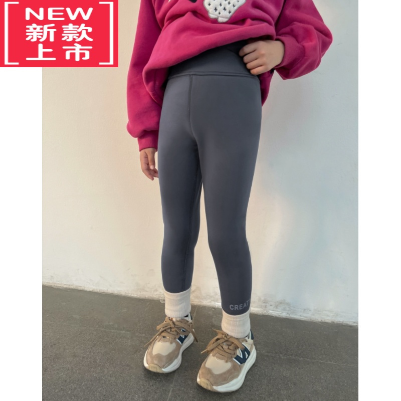 可莉允陈大猪女童加绒鲨鱼裤2022冬新款儿童内搭打底裤女孩加厚保暖裤子