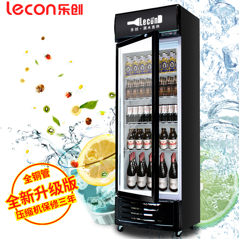 Lecon/乐创 单门黑色上机组-新款 风冷展示柜冷藏柜红黑色商用冰柜冰箱啤酒饮品保鲜柜饮料单门400 LC-ZDG01高清大图