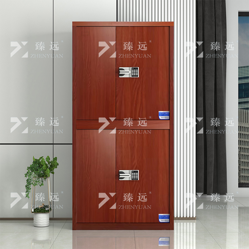 臻远 ZYJJ-80062 保密柜 红木纹分双节智能密码锁 长900*宽420*高1900mm 单位:1台高清大图