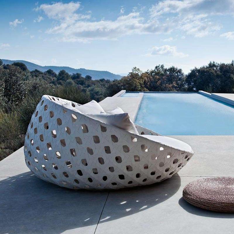 森美人户外藤编躺床阳台露天藤制圆床沙发露台庭院室外休闲沙滩泳池躺椅 【圆藤款小茶几】&phi;50*45cm