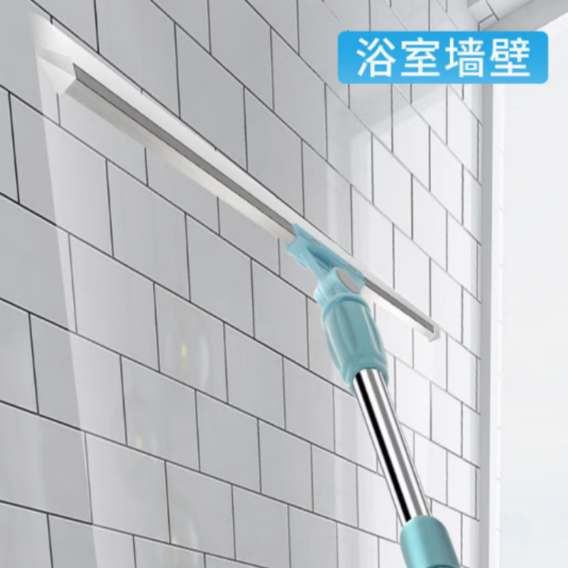 兰诗 WYQ1080 刮水器可伸缩铝杆玻璃刮硅胶转向地刮推水器地面刮刀 35cm蓝色 一把高清大图
