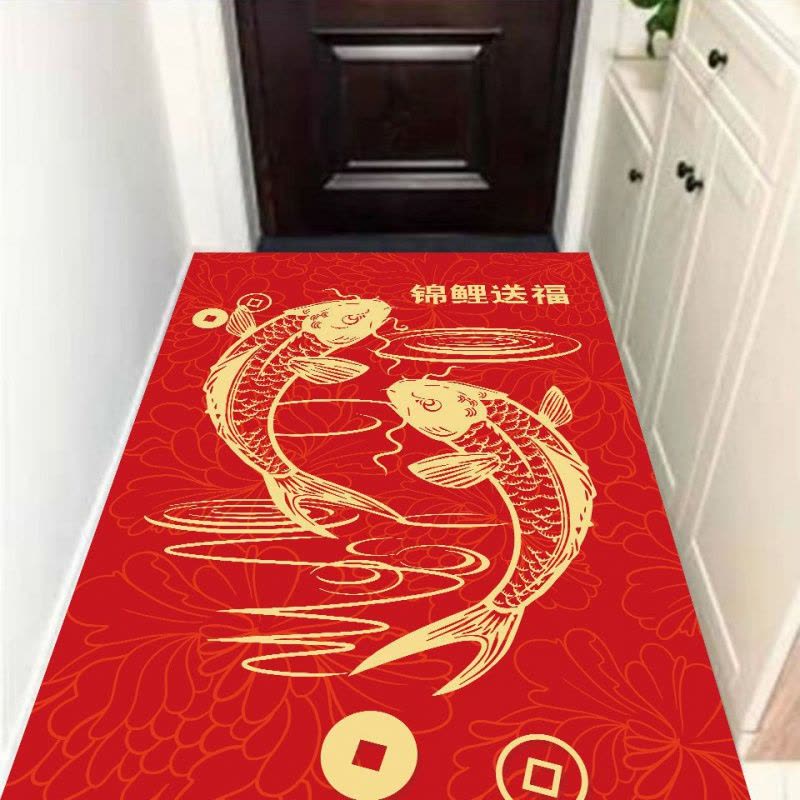 红色喜庆地垫入户垫家用进脚垫子大口出入平安吸水防滑地毯图片