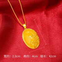 越南沙金新款金镶玉吊坠仿真黄金锁骨链子镀24k金项链女久不掉色