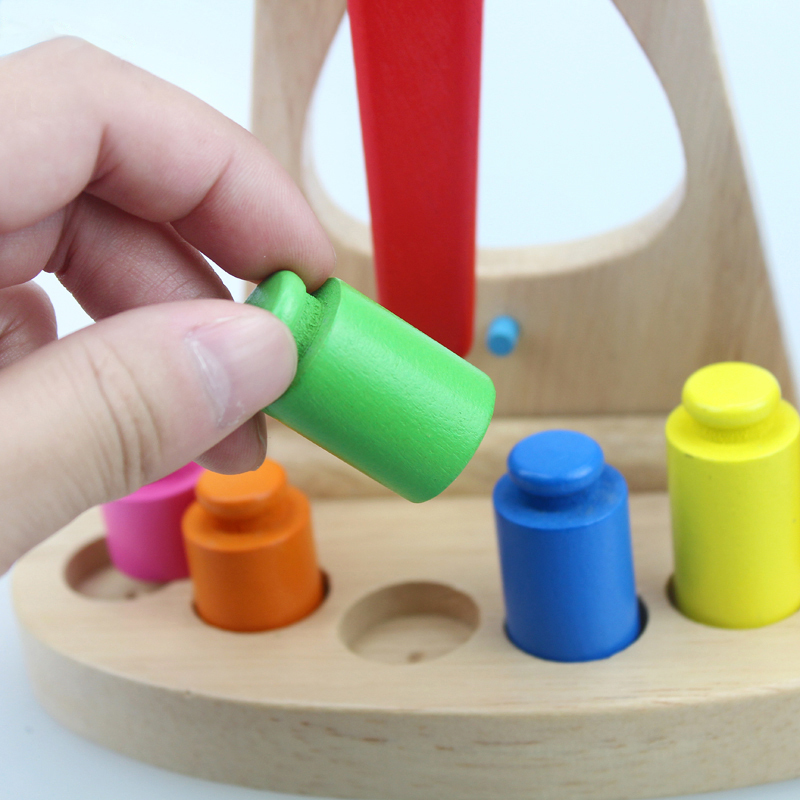 幼儿园小班中班科学区木制天平重量比较平衡3-5岁小孩益智教玩具 儿童