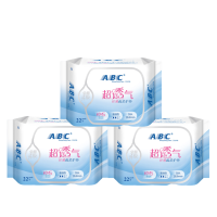 ABC卫生护垫普通流量型超薄棉柔表层22片3包