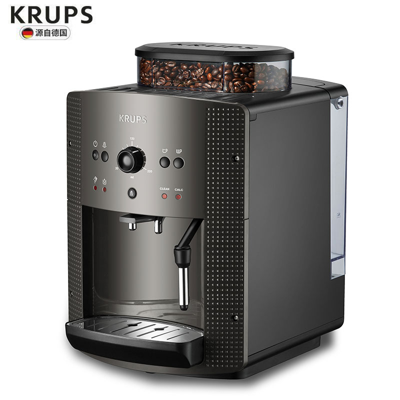 Krups EA810B80咖啡机全自动家用不锈钢研磨器咖啡机(灰色)意式现磨打奶泡浓缩商用小型进口恒温速热