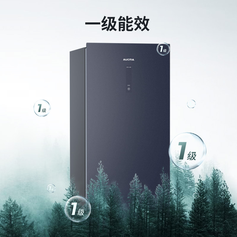 澳柯玛(AUCMA) 196升立式冷柜 冰柜冰箱 旗舰玻璃外观 变频风冷一级能效 -40度低温深冷 BD-196WSPG