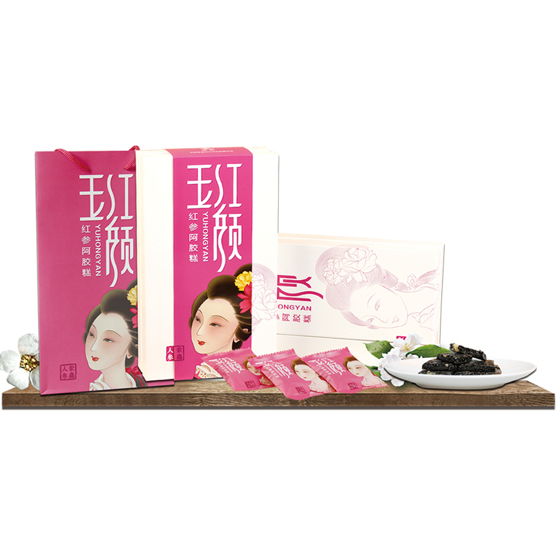 紫鑫玉红颜 人参阿胶膏即食 红参阿胶糕300g礼盒装 每100g含红参5g 女士型固元糕