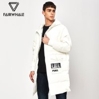 马克华菲字母贴布绣厚外套冬季款时尚潮流中长款保暖羽绒服男