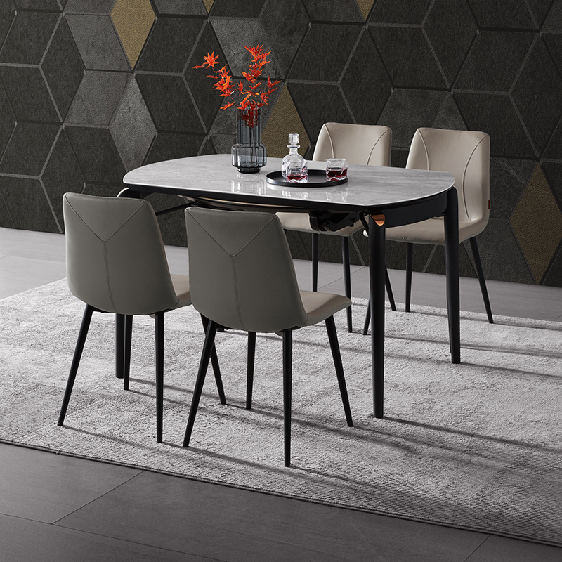 顾家家居现代简约岩板小户型餐桌椅意式轻奢餐厅家具pt7066 天发货