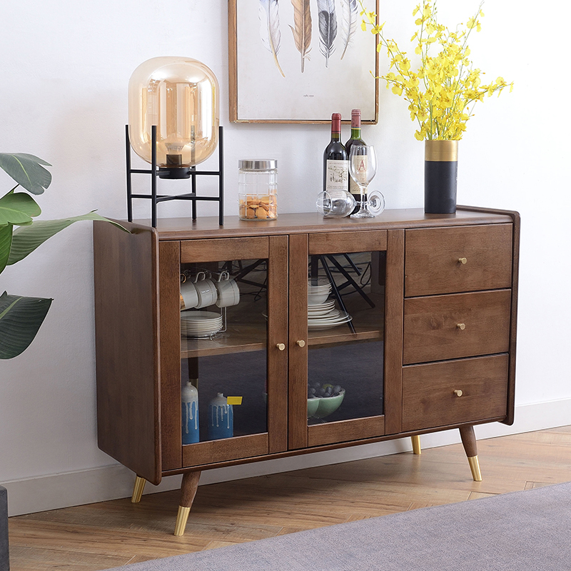 青木川 简约现代北欧全实木餐边柜 茶水柜小户型客厅餐厅碗柜碟柜备餐柜 酒水柜橱柜茶水柜微波炉靠墙矮柜玄关门厅柜