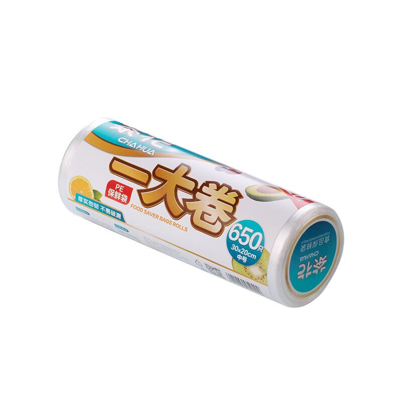 茶花(CHAHUA) 一次性食品专用保鲜袋一大卷食品级家用保鲜袋(304010)【中号30cm*20cm】单卷装