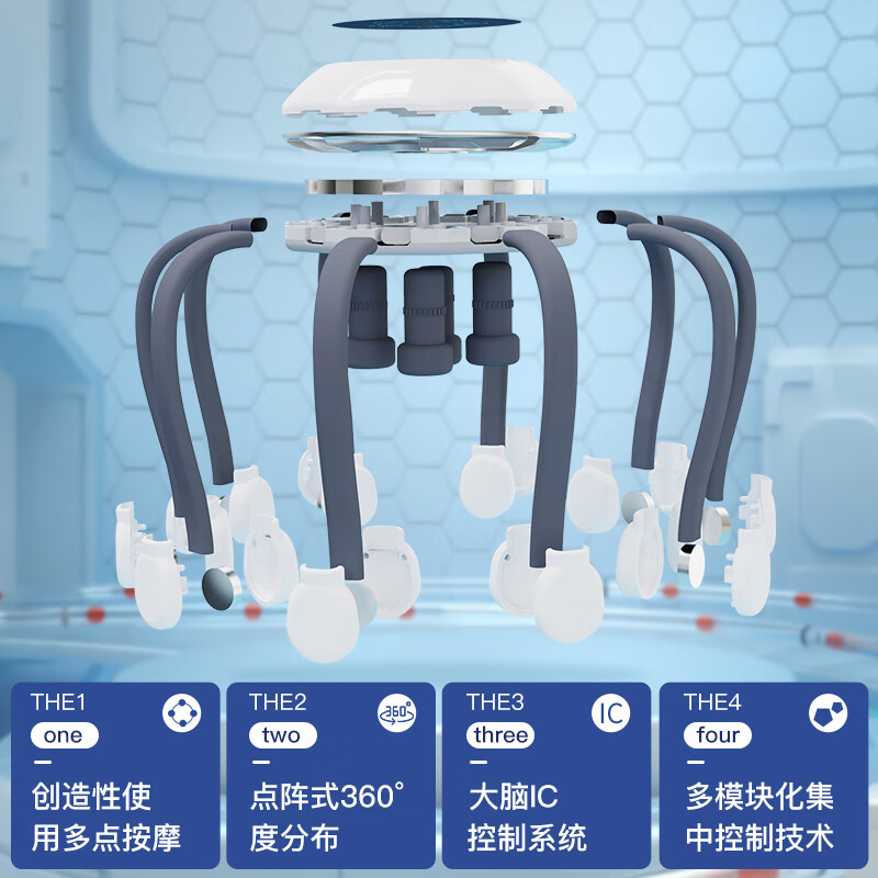 上亨智能电动头皮按摩仪八爪鱼头部缓解疲劳疼痛放松灵魂提取器解压挠头经络疏通SHZH-JKT005黑高清大图